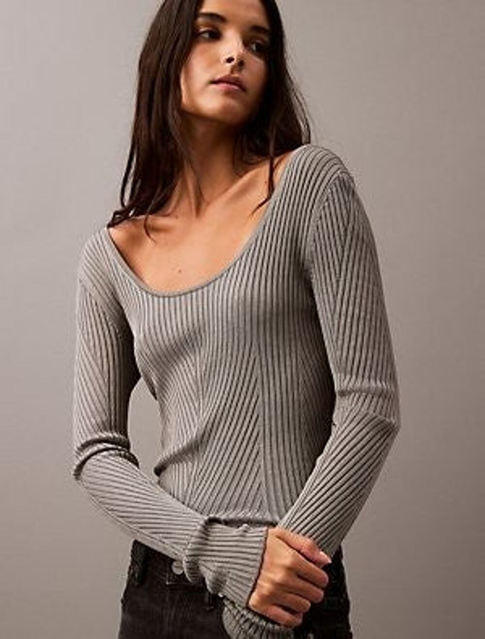 Calvin Klein Scoop Neck Rib Sweater - M